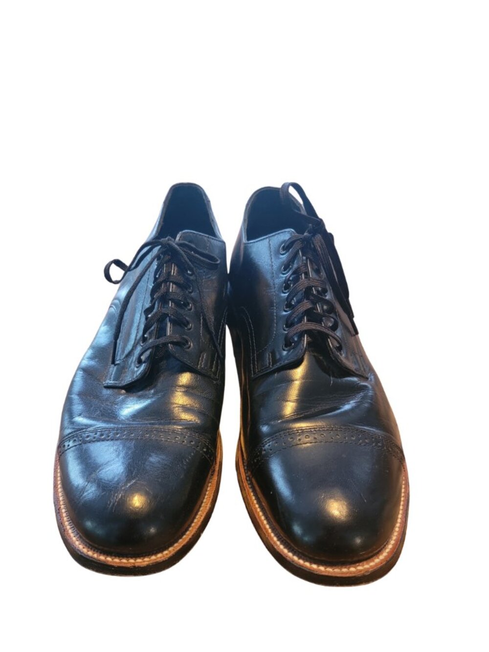 Stacy Adams Black Leather Lace Up Dress Cap Toe Oxford Shoes